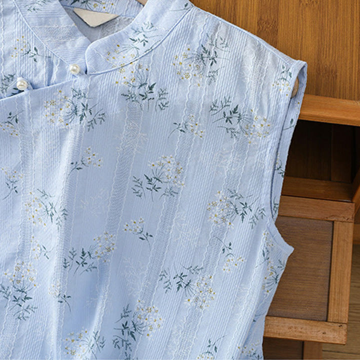 Gilet sans manches en coton pour femme, imprimé rétro de Buddha Stones , motif floral et végétal, motif grenouille chinoise, bouton - image 25