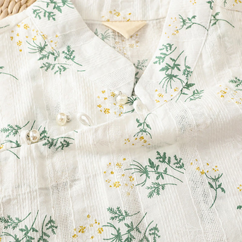 Gilet sans manches en coton pour femme, imprimé rétro de Buddha Stones , motif floral et végétal, motif grenouille chinoise, bouton - image 5