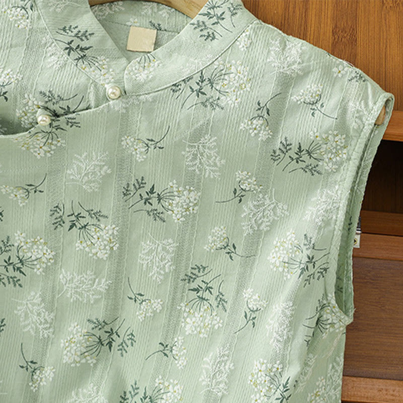 Gilet sans manches en coton pour femme, imprimé rétro de Buddha Stones , motif floral et végétal, motif grenouille chinoise, bouton - image 21
