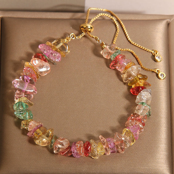 Buddha Stones Divers cristaux de gravier Cristal blanc Cristal bleu Bracelet de protection