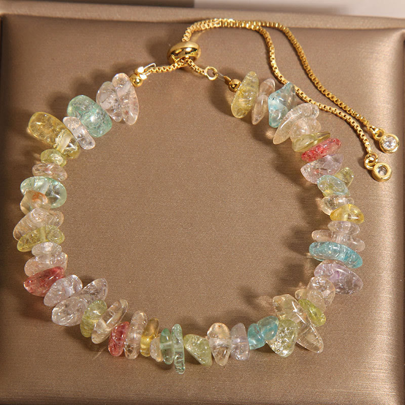Buddha Stones Divers cristaux de gravier Cristal blanc Cristal bleu Bracelet de protection