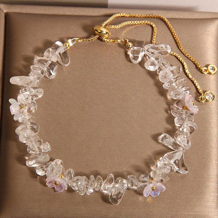 Buddha Stones Divers cristaux de gravier Cristal blanc Cristal bleu Bracelet de protection