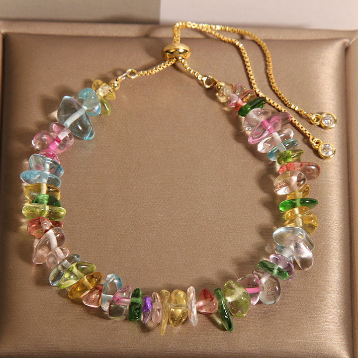 Buddha Stones Divers cristaux de gravier Cristal blanc Cristal bleu Bracelet de protection