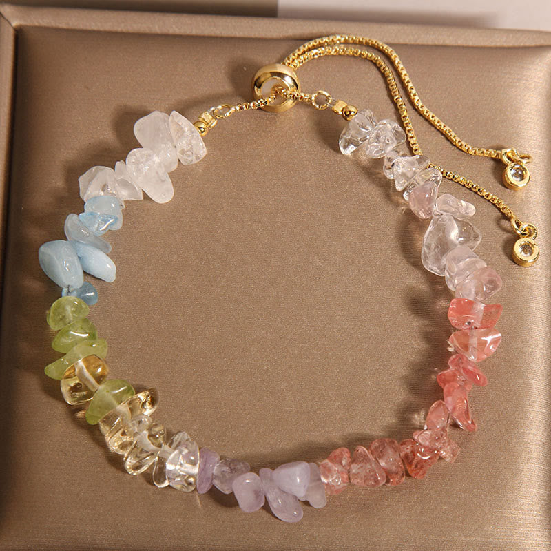 Buddha Stones Divers cristaux de gravier Cristal blanc Cristal bleu Bracelet de protection