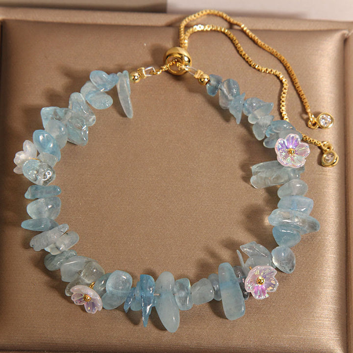 Buddha Stones Divers cristaux de gravier Cristal blanc Cristal bleu Bracelet de protection