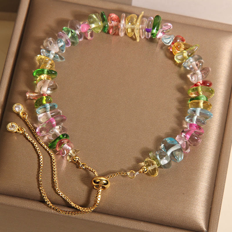 Buddha Stones Divers cristaux de gravier Cristal blanc Cristal bleu Bracelet de protection