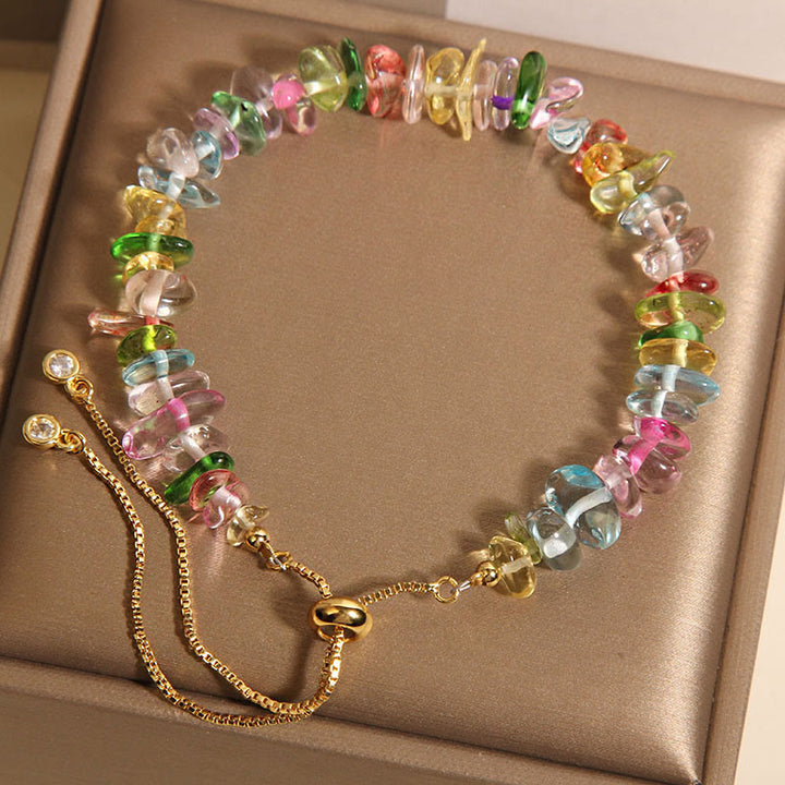 Buddha Stones Divers cristaux de gravier Cristal blanc Cristal bleu Bracelet de protection