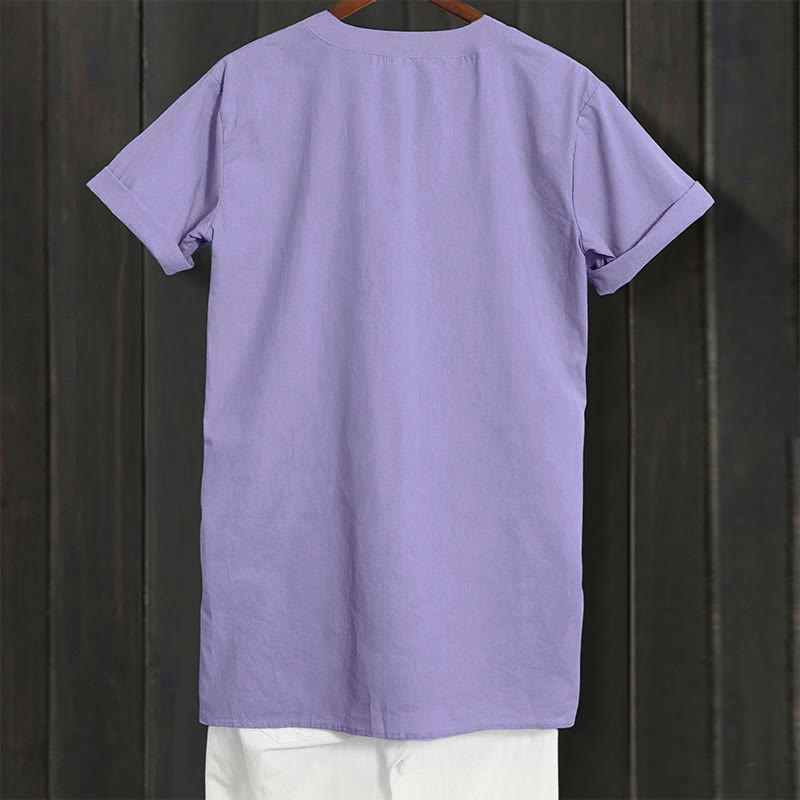 Chemise décontractée à manches courtes et col cranté pour femme avec boutons Buddha Stones - image 2