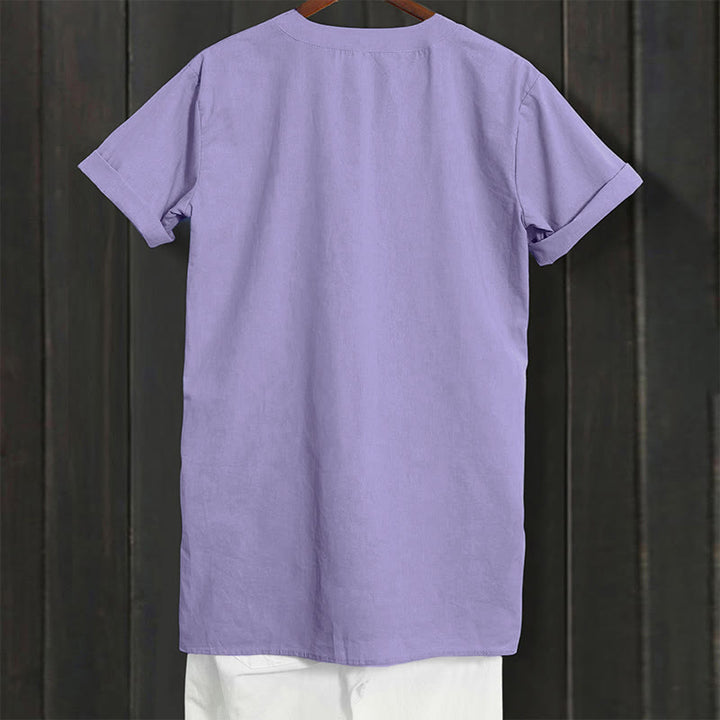 Chemise décontractée à manches courtes et col cranté pour femme avec boutons Buddha Stones - image 2