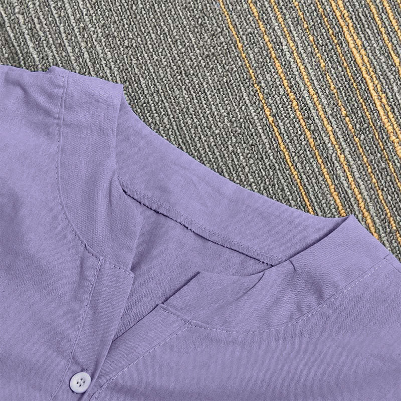 Chemise décontractée à manches courtes et col cranté pour femme avec boutons Buddha Stones - image 3