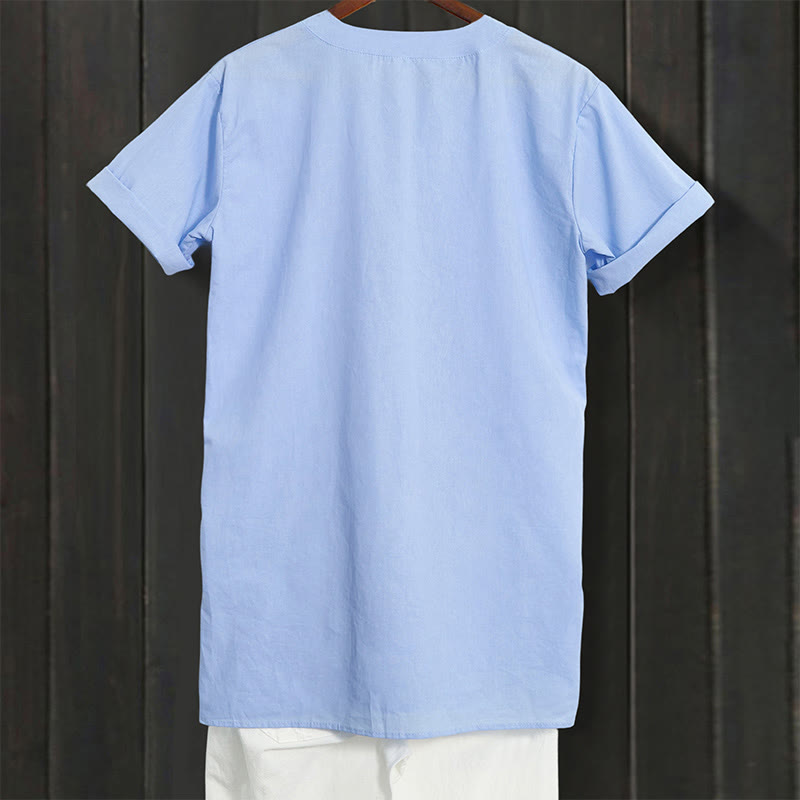 Chemise décontractée à manches courtes et col cranté pour femme avec boutons Buddha Stones - image 6