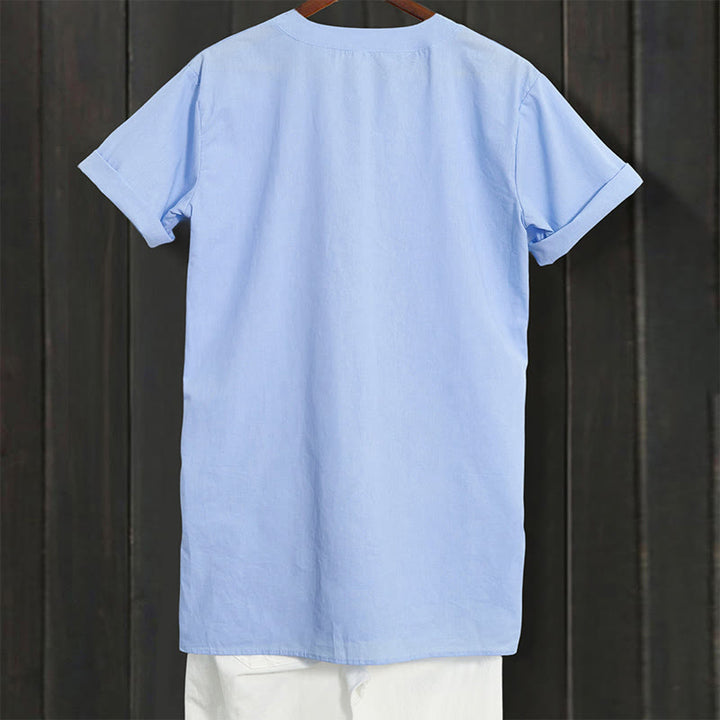 Chemise décontractée à manches courtes et col cranté pour femme avec boutons Buddha Stones - image 6