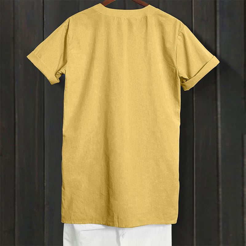 Chemise décontractée à manches courtes et col cranté pour femme avec boutons Buddha Stones - image 13