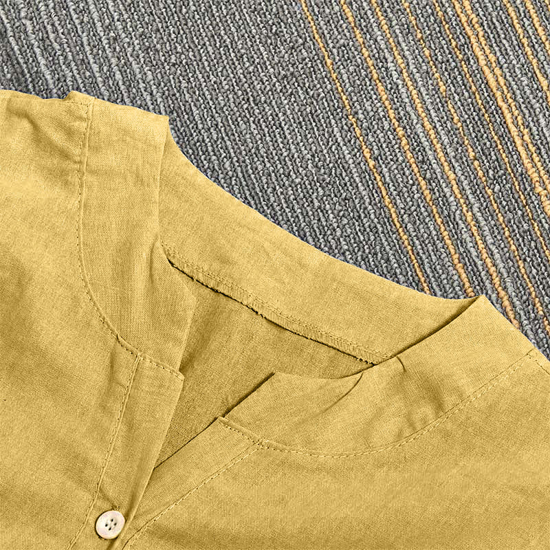 Chemise décontractée à manches courtes et col cranté pour femme avec boutons Buddha Stones - image 12