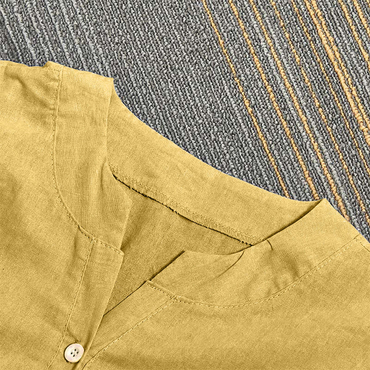 Chemise décontractée à manches courtes et col cranté pour femme avec boutons Buddha Stones - image 12