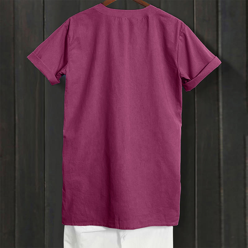 Chemise décontractée à manches courtes et col cranté pour femme avec boutons Buddha Stones - image 21