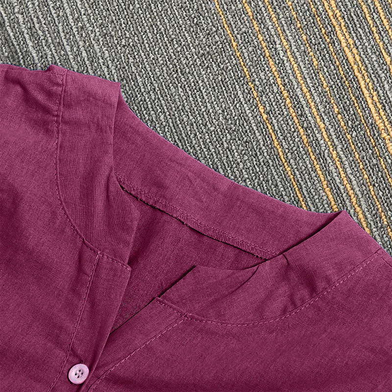 Chemise décontractée à manches courtes et col cranté pour femme avec boutons Buddha Stones - image 23