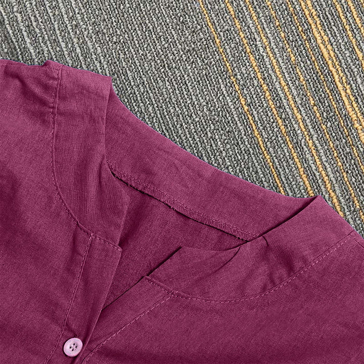 Chemise décontractée à manches courtes et col cranté pour femme avec boutons Buddha Stones - image 23