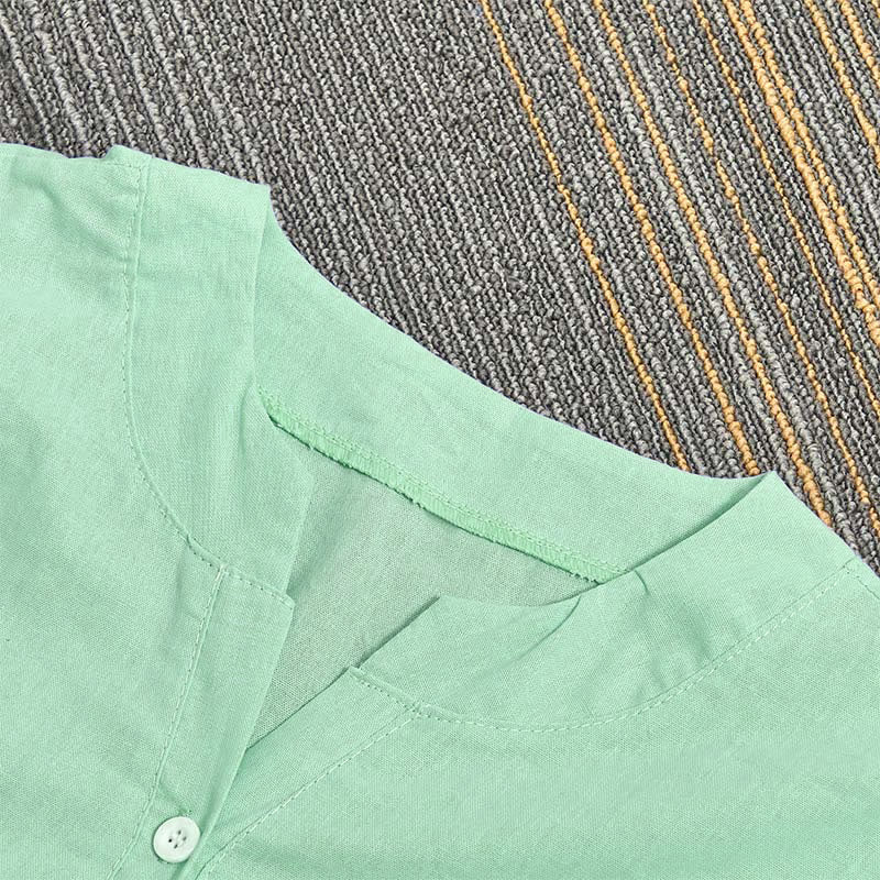 Chemise décontractée à manches courtes et col cranté pour femme avec boutons Buddha Stones - image 29