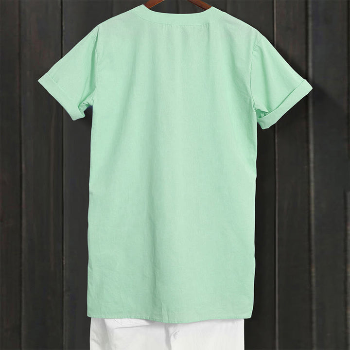 Chemise décontractée à manches courtes et col cranté pour femme avec boutons Buddha Stones - image 26