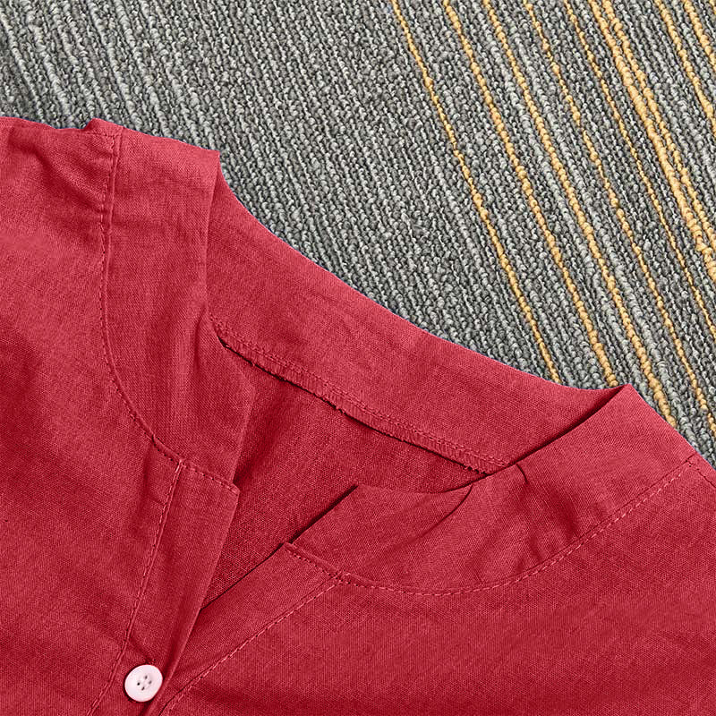 Chemise décontractée à manches courtes et col cranté pour femme avec boutons Buddha Stones - image 34