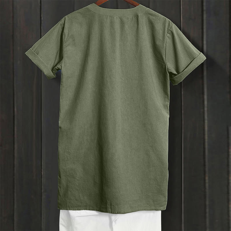 Chemise décontractée à manches courtes et col cranté pour femme avec boutons Buddha Stones - image 36