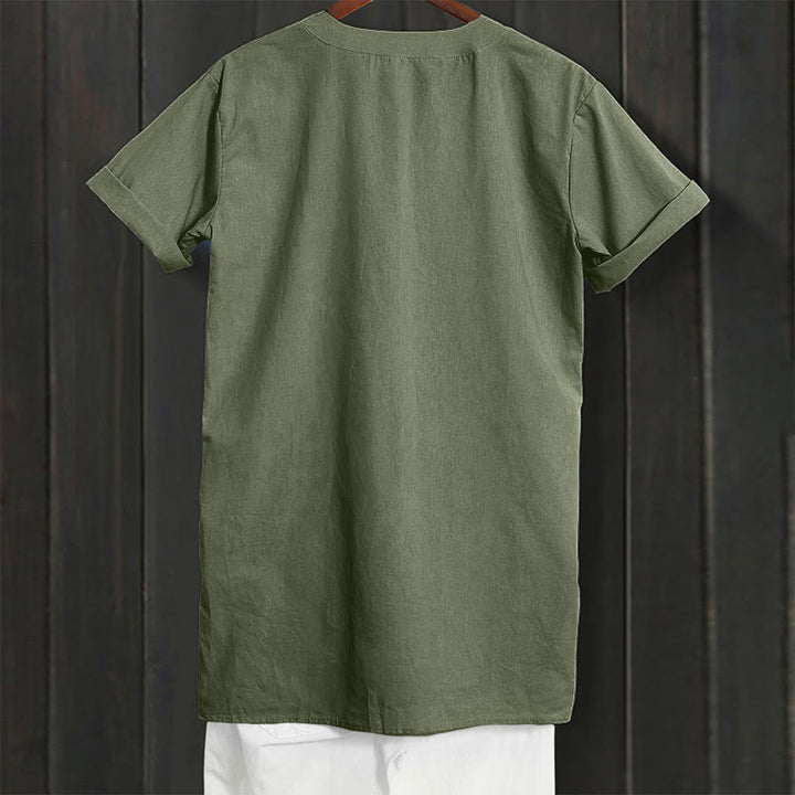 Chemise décontractée à manches courtes et col cranté pour femme avec boutons Buddha Stones - image 36