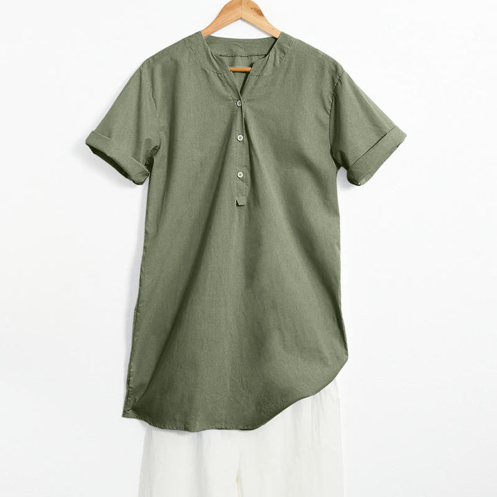 Chemise décontractée à manches courtes et col cranté pour femme avec boutons Buddha Stones - Vert de mer - US20，UK/AU24，EU52 (5XL) - image 35