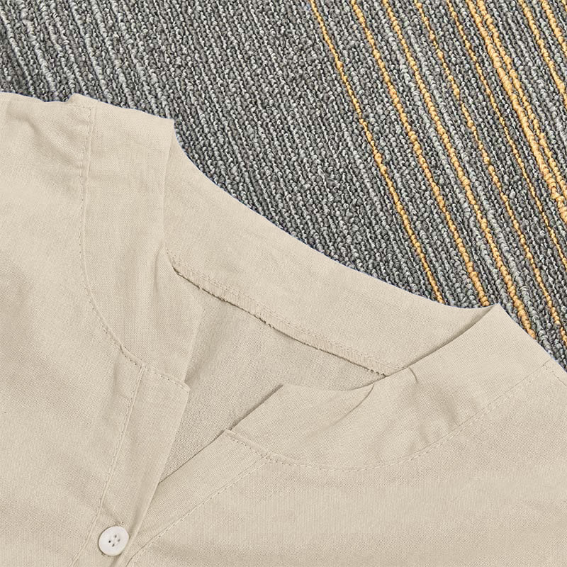 Chemise décontractée à manches courtes et col cranté pour femme avec boutons Buddha Stones - image 44