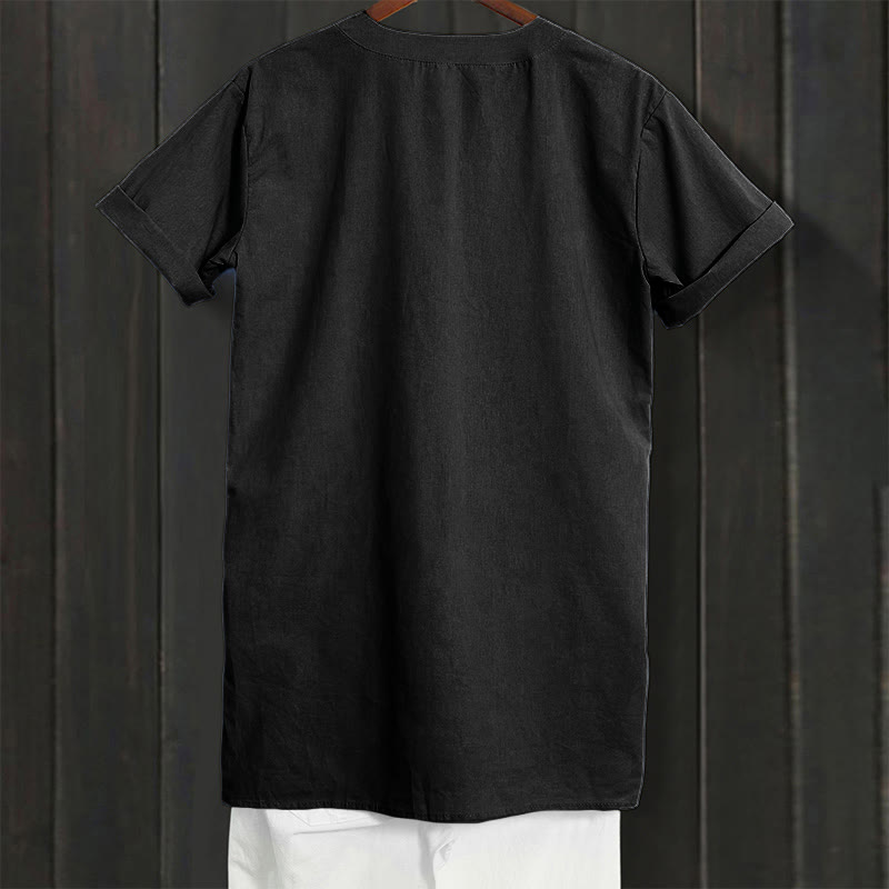 Chemise décontractée à manches courtes et col cranté pour femme avec boutons Buddha Stones - image 52