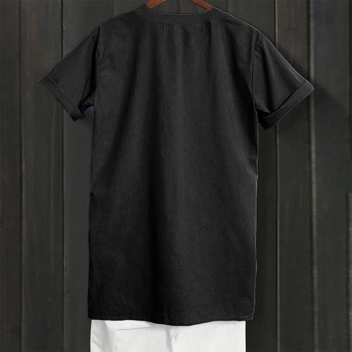 Chemise décontractée à manches courtes et col cranté pour femme avec boutons Buddha Stones - image 52