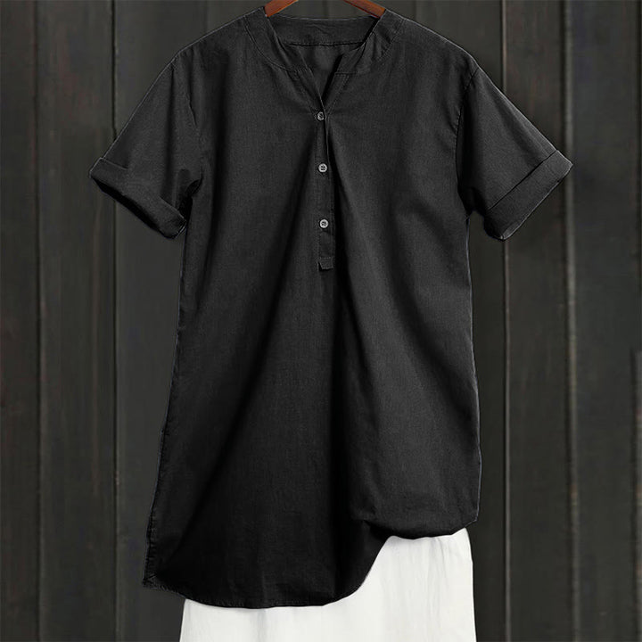 Chemise décontractée à manches courtes et col cranté pour femme avec boutons Buddha Stones - image 53