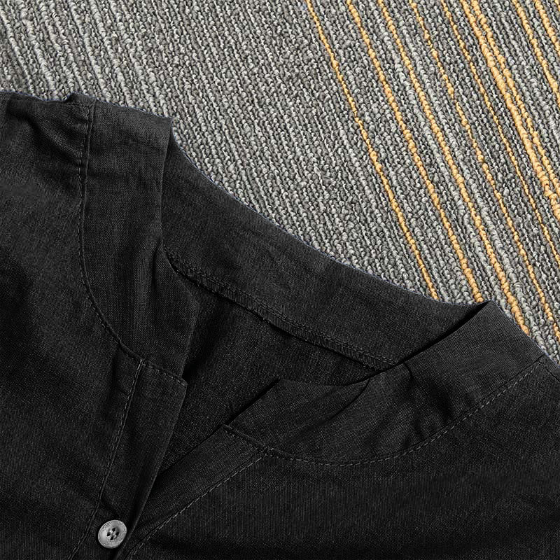 Chemise décontractée à manches courtes et col cranté pour femme avec boutons Buddha Stones - image 51