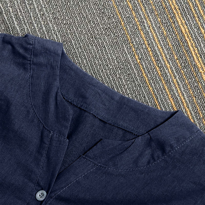 Chemise décontractée à manches courtes et col cranté pour femme avec boutons Buddha Stones - image 58