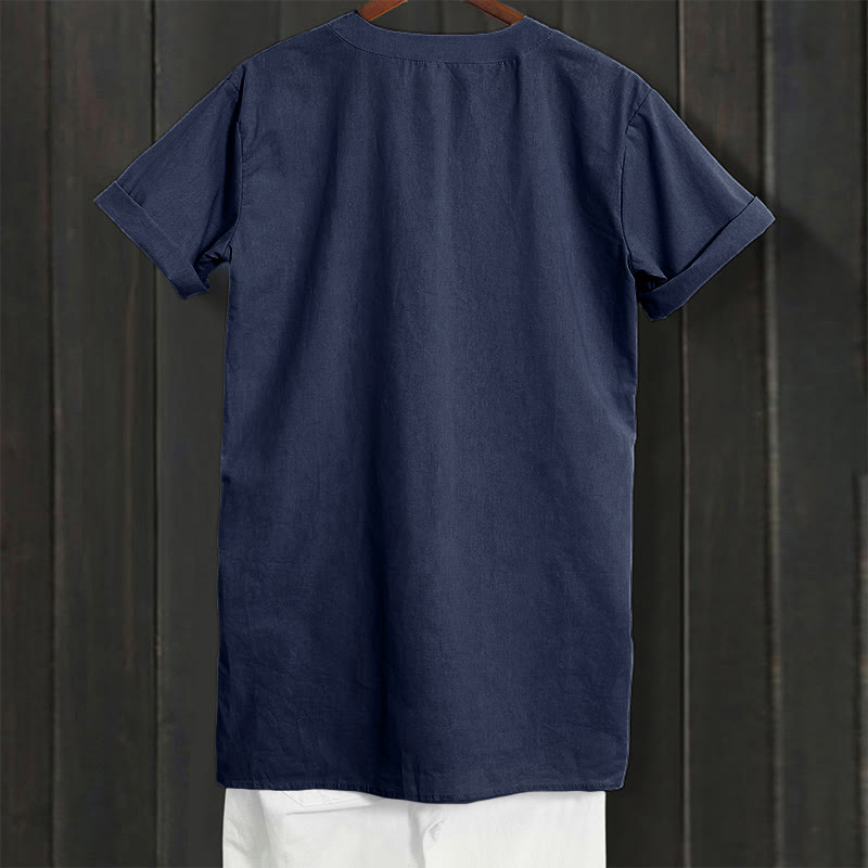 Chemise décontractée à manches courtes et col cranté pour femme avec boutons Buddha Stones - image 57