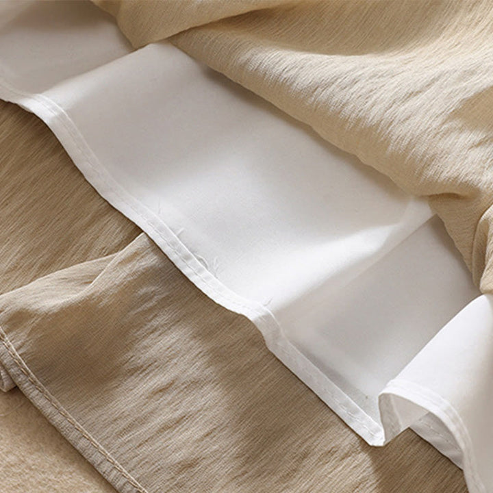 Jupe plissée décontractée à lacets et couleurs contrastées Buddha Stones pour femme, en coton et lin, longueur 7-8 - image 8