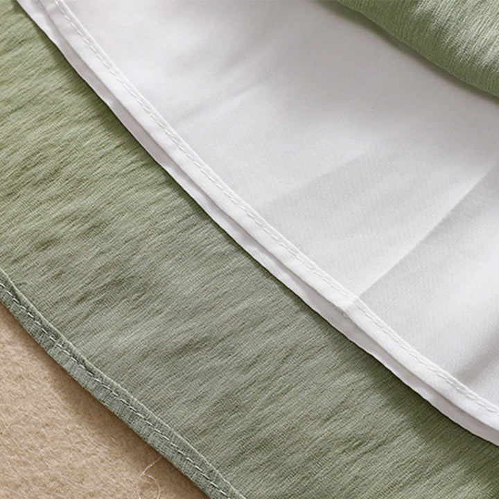 Jupe plissée décontractée à lacets et couleurs contrastées Buddha Stones pour femme, en coton et lin, longueur 7-8 - image 33