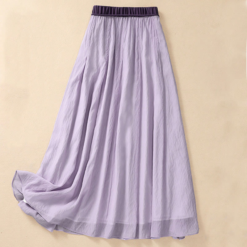 Jupe longue 7-8 pour femme, style décontracté, plissée et lacée, ornée de Buddha Stones et de couleurs contrastées. - image 17