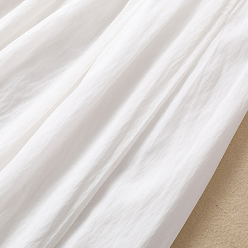 Jupe plissée décontractée à lacets et couleurs contrastées Buddha Stones pour femme, en coton et lin, longueur 7-8 - image 14