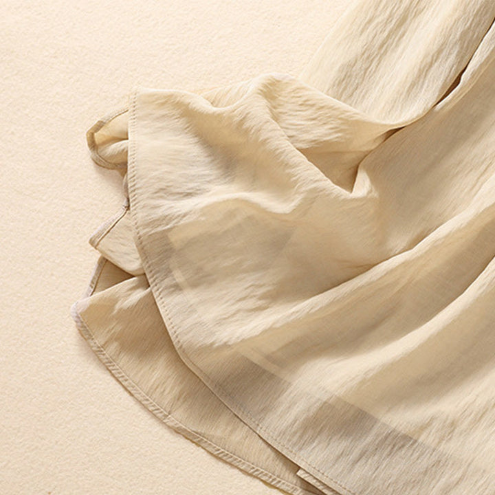 Jupe plissée décontractée à lacets et couleurs contrastées Buddha Stones pour femme, en coton et lin, longueur 7-8 - image 7