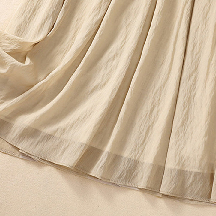 Jupe plissée décontractée à lacets et couleurs contrastées Buddha Stones pour femme, en coton et lin, longueur 7-8 - image 6