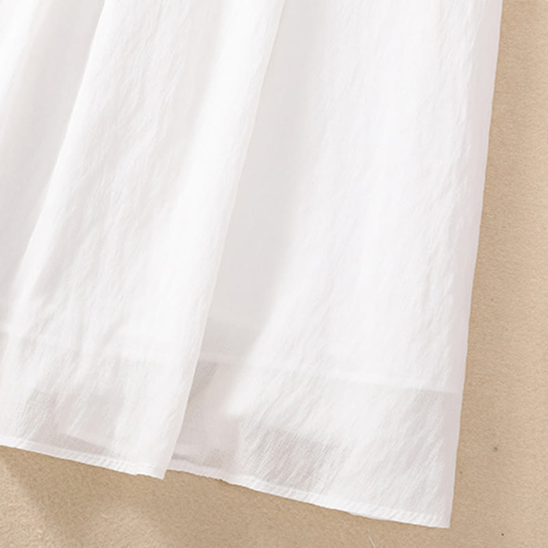 Jupe plissée décontractée à lacets et couleurs contrastées Buddha Stones pour femme, en coton et lin, longueur 7-8 - image 15