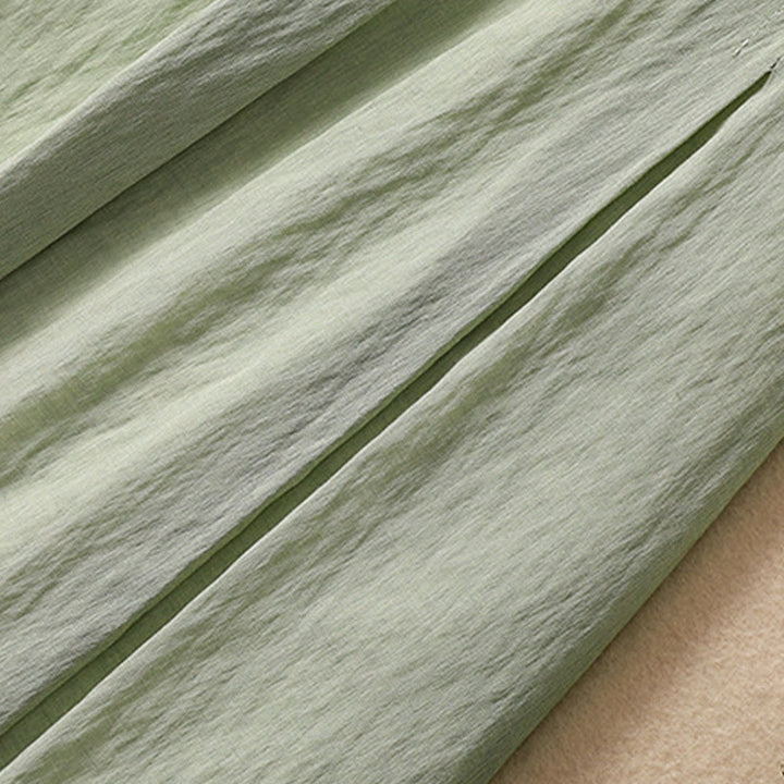 Jupe plissée décontractée à lacets et couleurs contrastées Buddha Stones pour femme, en coton et lin, longueur 7-8 - image 31