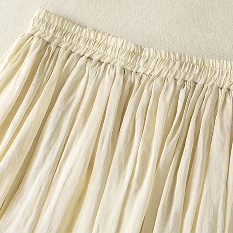 Jupe d'été en coton et lin pour femme, longueur 7-8, avec cordon de serrage et dentelle, style patchwork , Buddha Stones