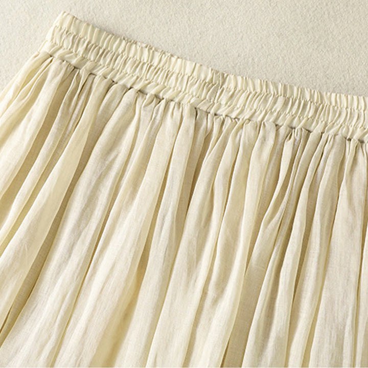 Jupe d'été en coton et lin pour femme, longueur 7-8, avec cordon de serrage et dentelle, style patchwork , Buddha Stones