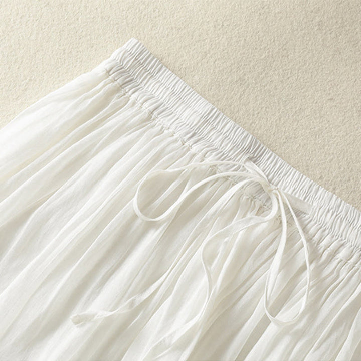 Jupe d'été en coton et lin pour femme, longueur 7-8, avec cordon de serrage et dentelle, style patchwork , Buddha Stones - image 13