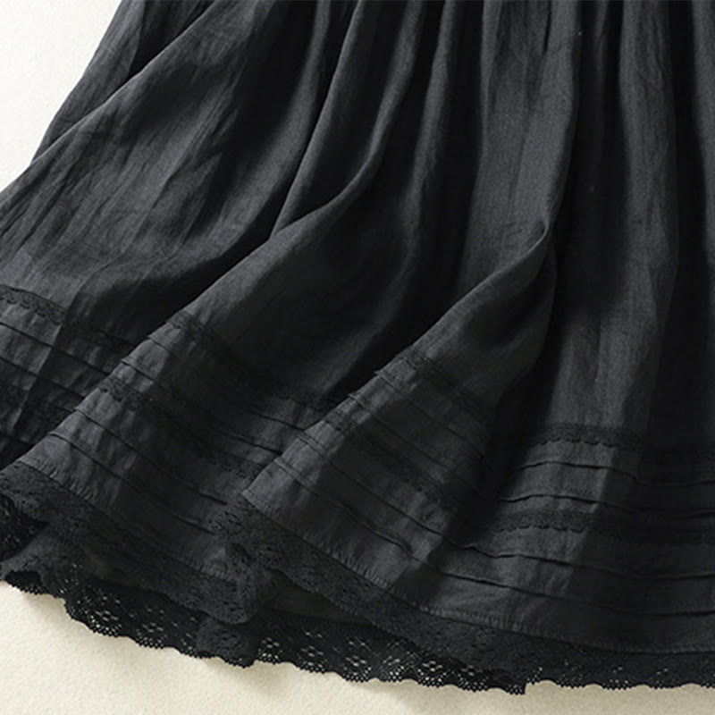 Jupe d'été en coton et lin pour femme, longueur 7-8, avec cordon de serrage et dentelle, style patchwork , Buddha Stones - image 26