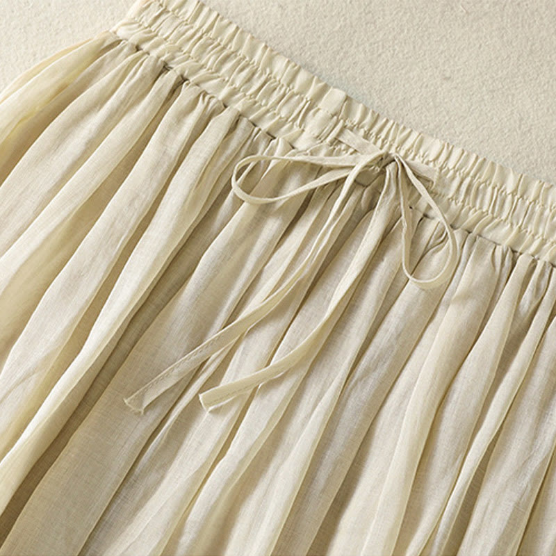 Jupe d'été en coton et lin pour femme, longueur 7-8, avec cordon de serrage et dentelle, style patchwork , Buddha Stones - image 30