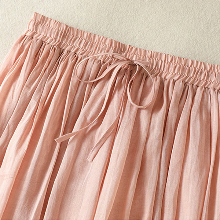 Jupe d'été en coton et lin pour femme, longueur 7-8, avec cordon de serrage et dentelle, style patchwork , Buddha Stones - image 3