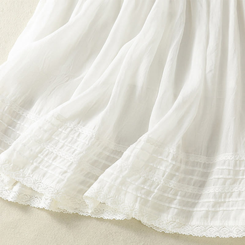 Jupe d'été en coton et lin pour femme, longueur 7-8, avec cordon de serrage et dentelle, style patchwork , Buddha Stones - image 17